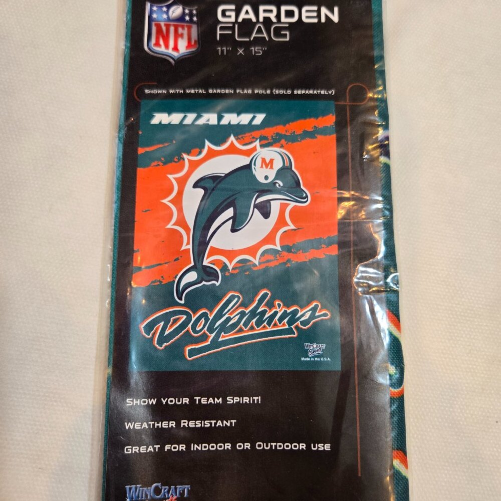 Miami Dolphins NFL Football 11" X 15" Garden Banner Flag NIP NEW Wincraft